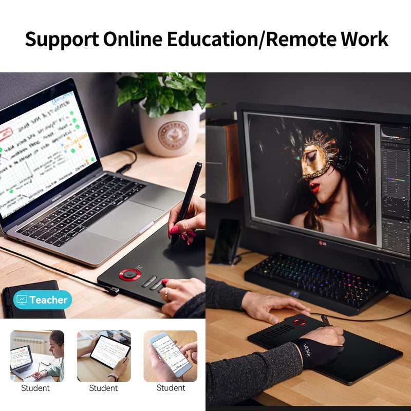 Veikk لوحة رسم رقمية VEIKK A15Pro مع قلم رسومات 10 × 6 بوصة مع 12 مفتاح اختصار و 1 قرص سريع، تدعم وظيفة الميل، لنظام MAC/Win/Linux/Android (أحمر) - Image 4